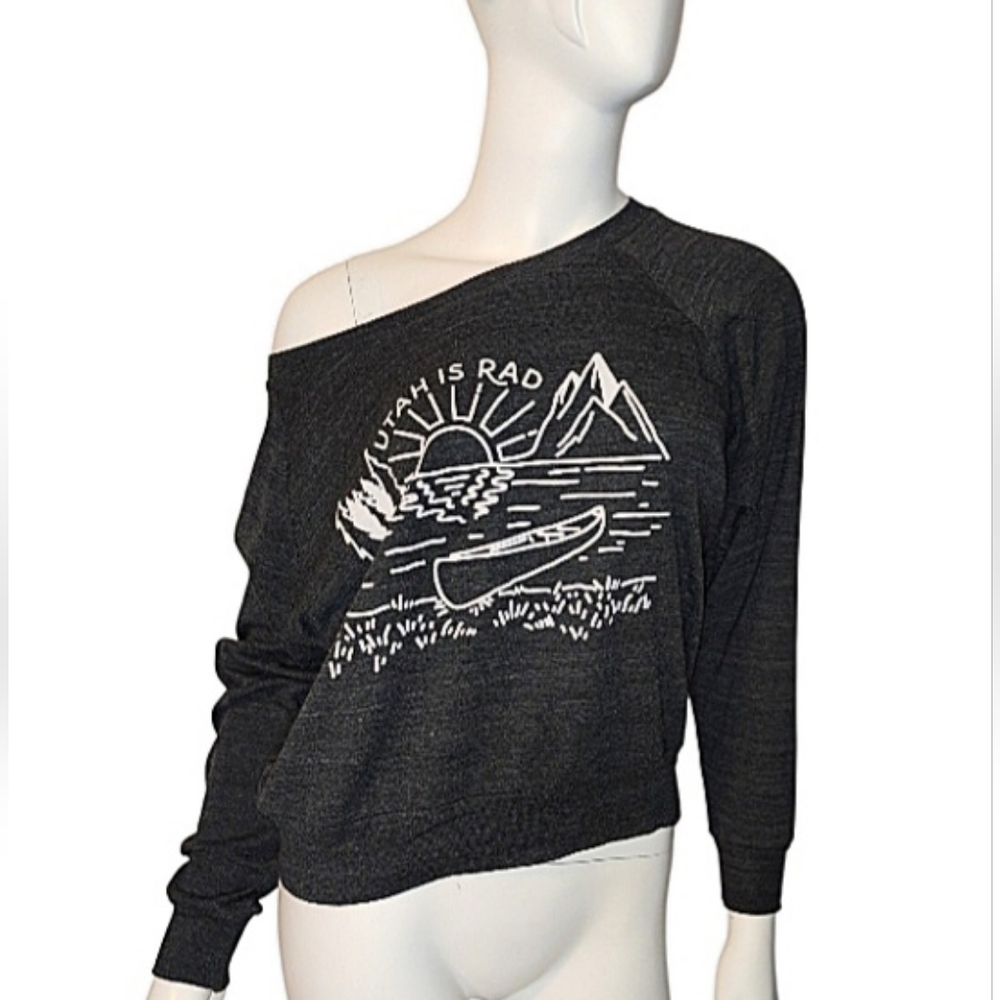 American Apparel Charcoal Gray Crewneck Top Utah is Rad pullover Size S